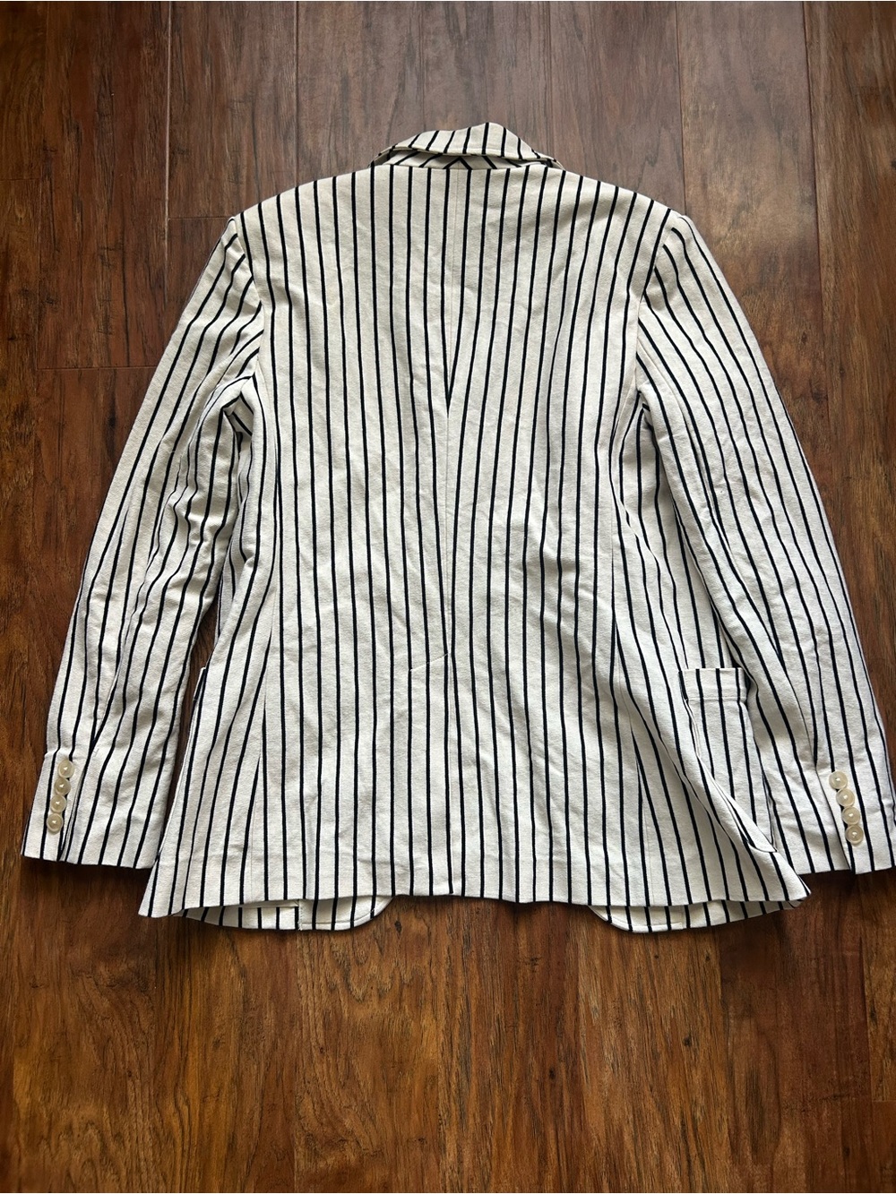 Polo by Ralph Lauren Cream Blazer with Navy Pinstripes and Crest Patch Cotton - Picture 15 of 16